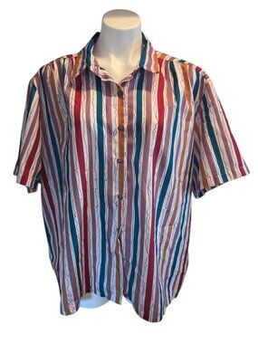 Vintage Lucky Me Short Sleeve Shirt Multicolor Plus Size  2X / 3X